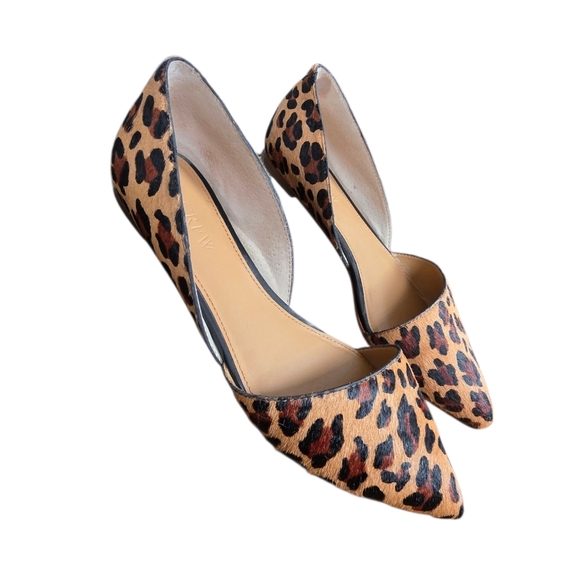 J. Crew Zoe Leather Leopard Print Calf Hair D'orsay Flats / Shoes  F5317 Size 7 - Picture 10 of 16